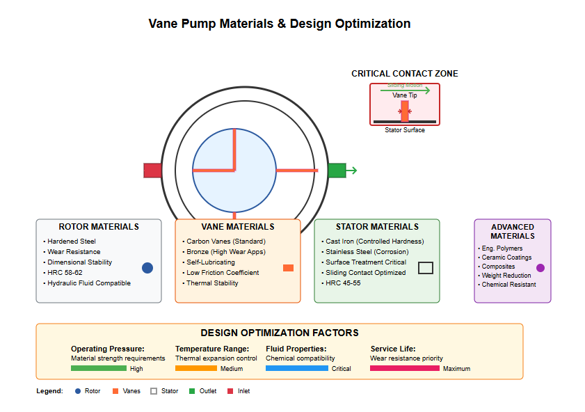 Material testing for vane pump components showing wear resistance comparison