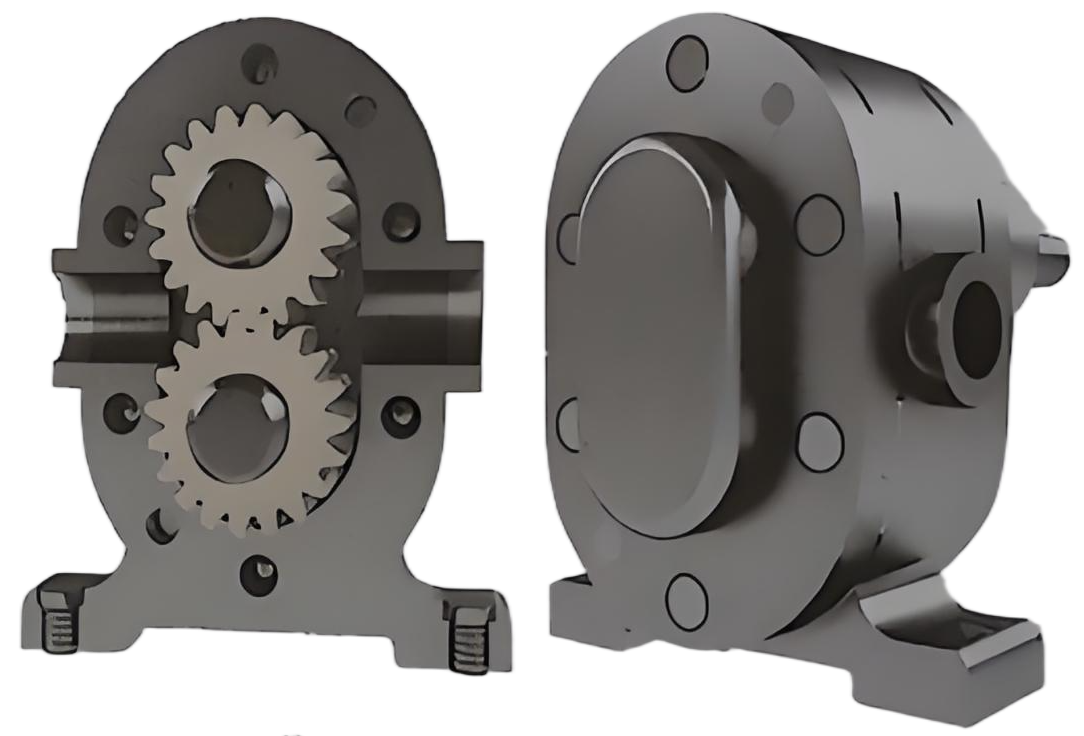 Industrial gear pump installation in a hydraulic system