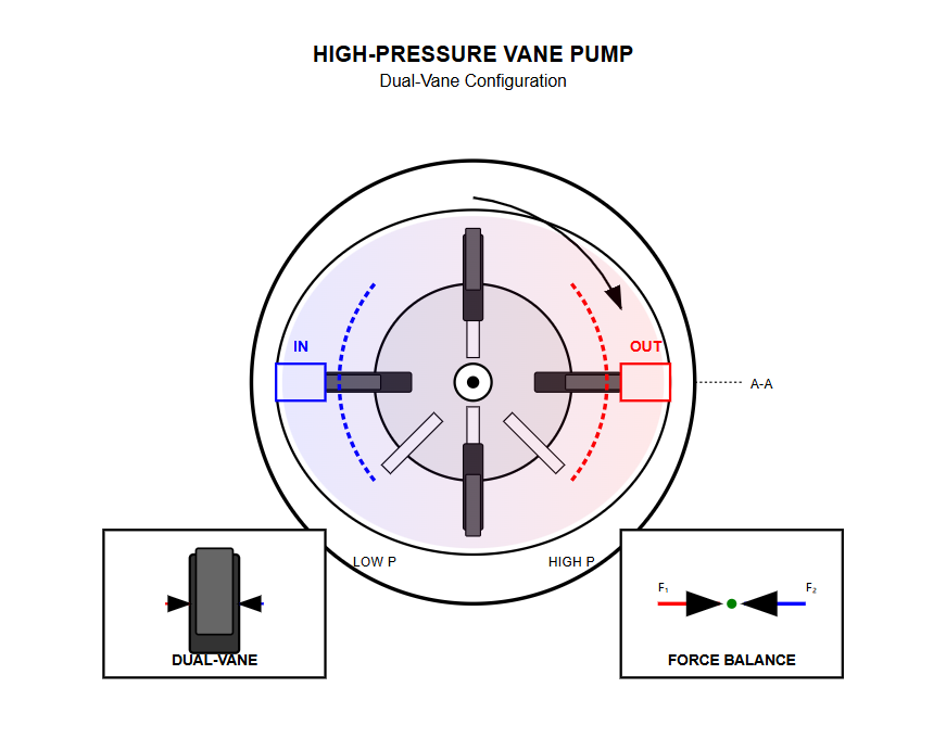 Dual-vane configuration showing stepped vane design