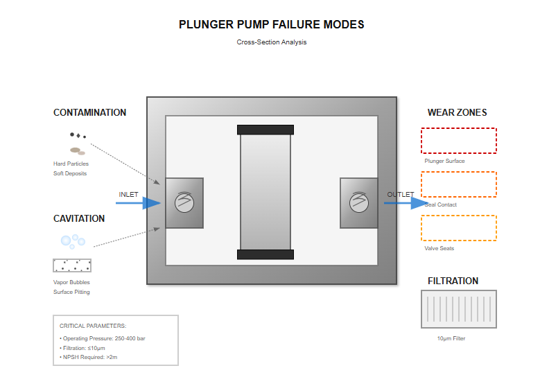 Cavitation damage in pump components