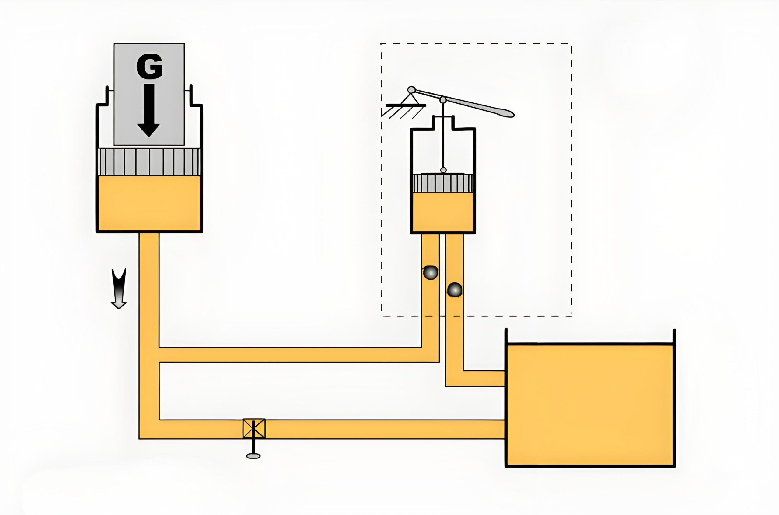 Illustration of Pascal's principle showing pressure transmission in a hydraulic system