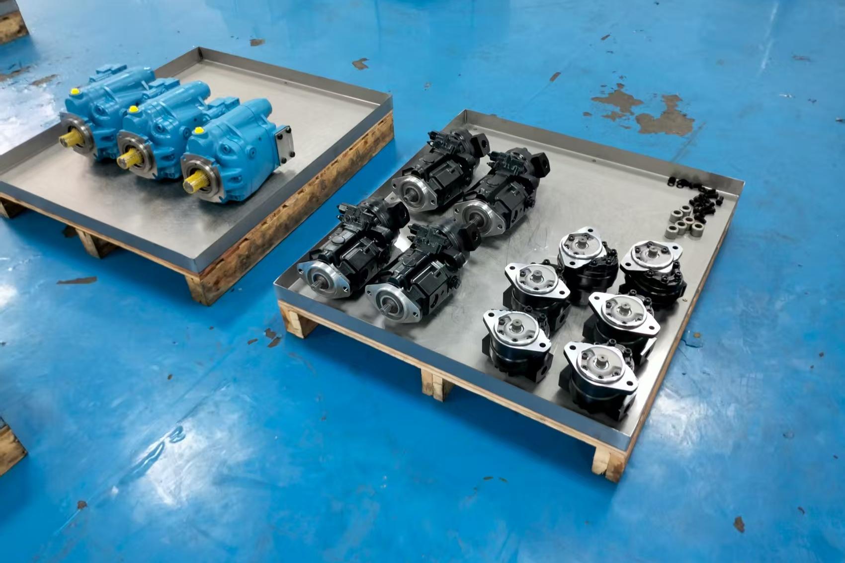 Hydraulic pump cutaway showing internal components and fluid flow paths
