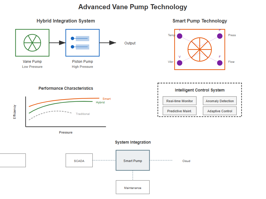 Hybrid pump system combining vane and piston technologies