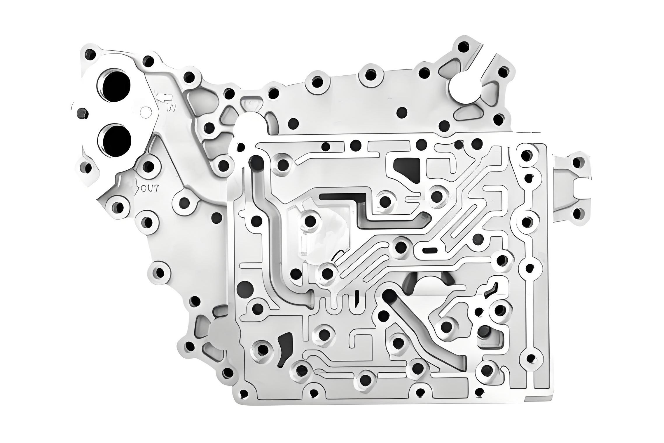 Hydraulic valve plate showing precision machined ports and surfaces