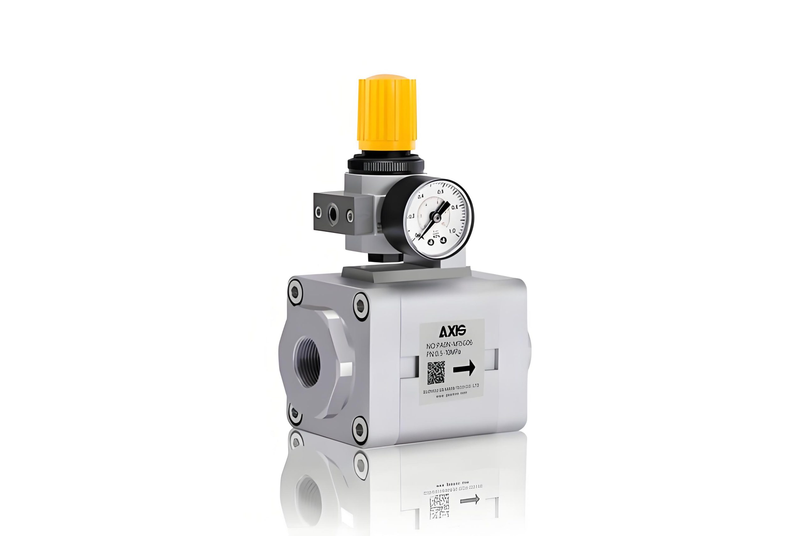 Pressure relief valve with adjustment knob and pressure gauge