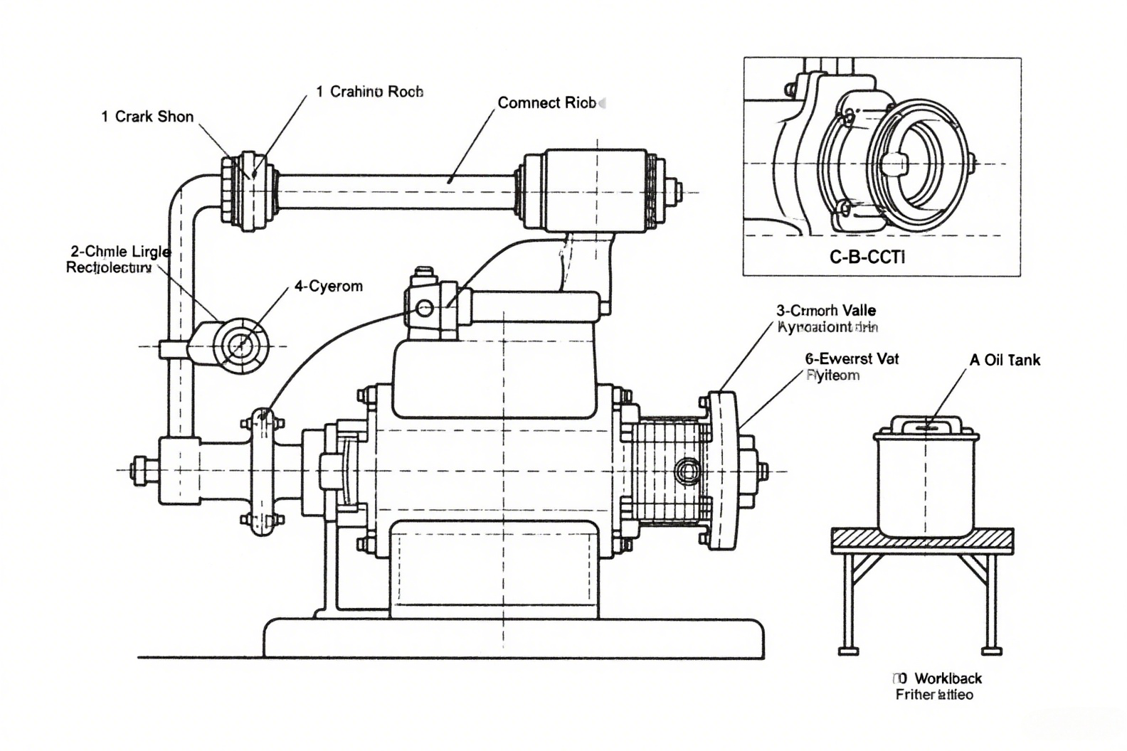 Diagram showing the working principles of a hydraulic system with pump, valves, and cylinder