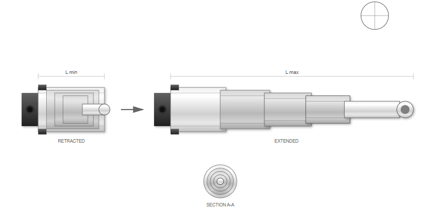 Telescopic hydraulic cylinder
