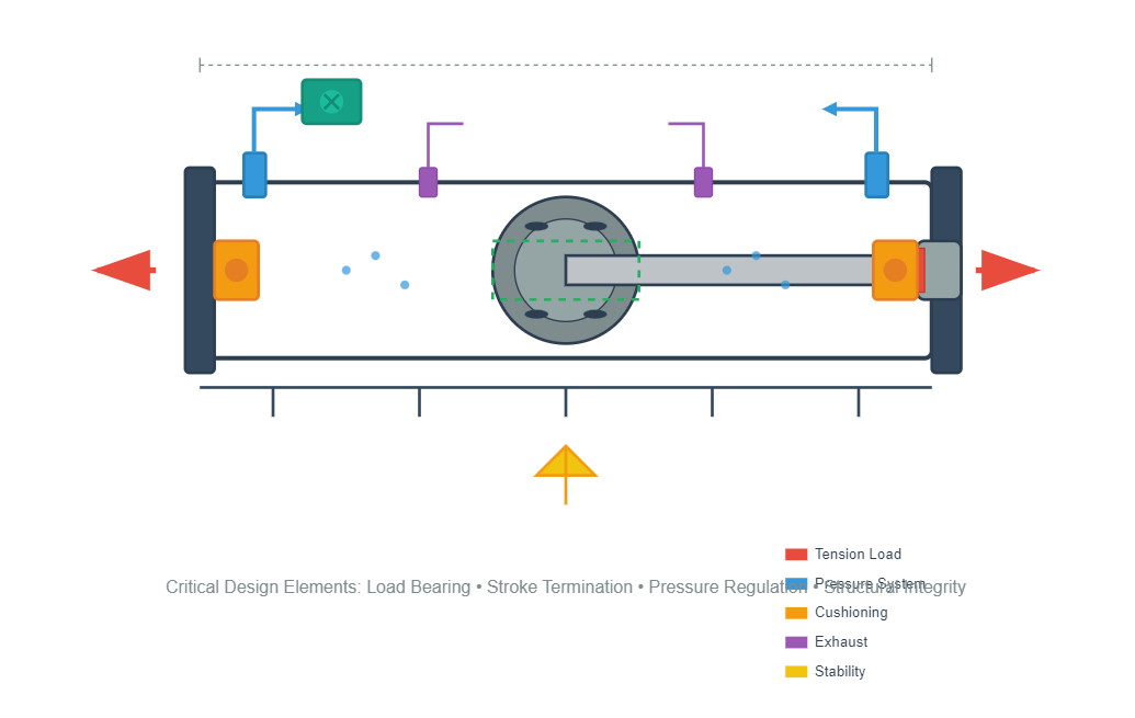 Hydraulic cylinder piston rod showing structural details