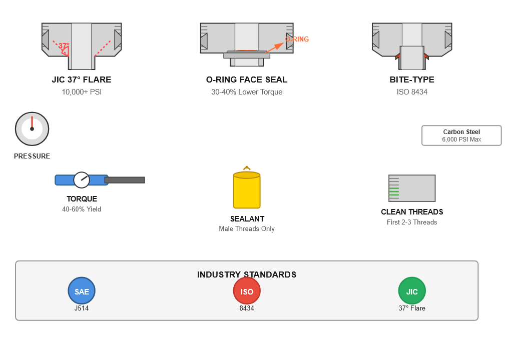 Hydraulic line fittings and connections