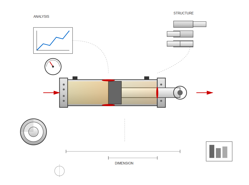 Engineer examining hydraulic cylinder design plans