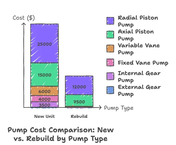 Pump Cost Comparison Newvs. Rebuild by Pump Type
