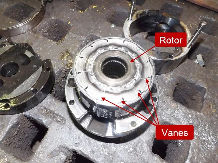 Hydraulic system schematic diagram showing pump, valves, actuators, and return lines for circuit tracing